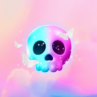 Aesthetic pink Halloween background, skull design