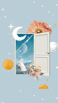 Surreal rabbit sky iPhone wallpaper, dreamy background