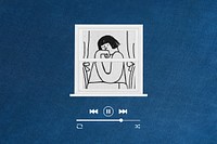 Sad song playlist blue background