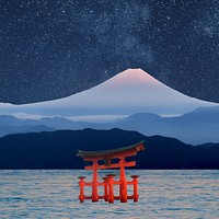 Aesthetic Japan travel background, dark night design