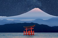 Aesthetic Japan travel background, dark night design