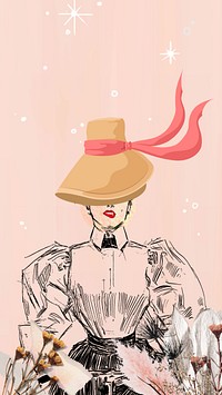 Pink aesthetic lady iPhone wallpaper