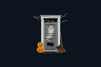 Aesthetic Halloween dark background, spooky door design