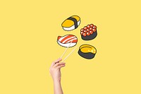 Sushi food yellow background, food & drink design