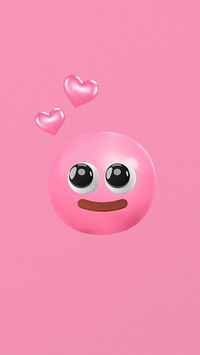 Aesthetic pink 3D iPhone wallpaper, emoticon design