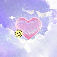 Aesthetic dreamy sky background, heart design