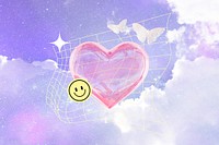 Aesthetic dreamy sky background, heart design