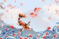 Japanese Koi fish background, traditional remix