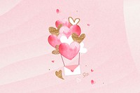 Aesthetic pink hearts background, love letter design