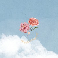 Vintage flower sky background, aesthetic design