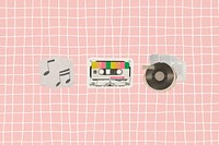 Retro music pink background, grid design