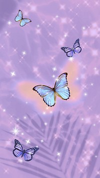 Purple glittery butterflies  iPhone wallpaper, dreamy background