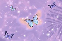 Purple glittery butterflies background, dreamy remix