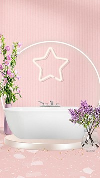 Aesthetic pink bathroom iPhone wallpaper