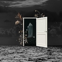 Door to death background, horror design