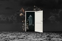 Door to death background, horror design
