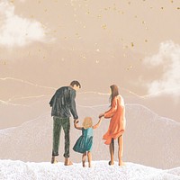 Aesthetic family beige background, drawing illustration design