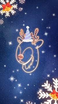 Christmas reindeer blue iPhone wallpaper