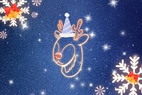 Aesthetic Christmas reindeer blue background