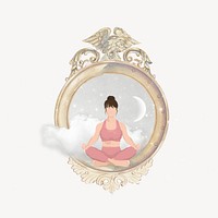 Aesthetic yoga collage element, mindfulness design