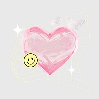 Pink glossy heart collage element