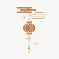 Gold Chinese lantern aesthetic illustration