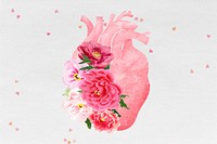 Floral human heart, surreal collage