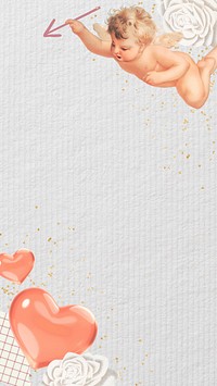 Valentine's cupid iPhone wallpaper, heart border background