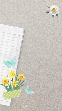 Aesthetic Spring journal iPhone wallpaper, brown paper textured background