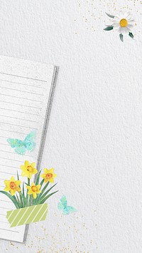Aesthetic Spring journal iPhone wallpaper, white paper textured background
