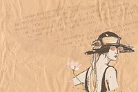 Vintage fashion woman background, paper textured design