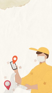 Delivery man iPhone wallpaper, paper textured background