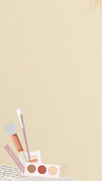 Beauty makeup aesthetic phone wallpaper, paper collage background