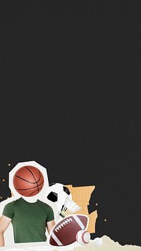Aesthetic sports iPhone wallpaper, paper collage background