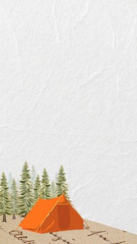 Camping tent aesthetic iPhone wallpaper, travel collage background