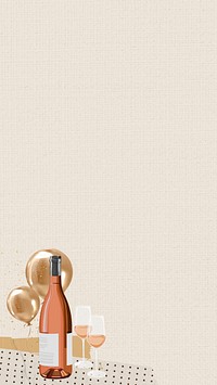 Aesthetic champagne celebration phone wallpaper, paper textured background
