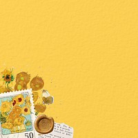 Van Gogh's Sunflowers background, vintage flower painting, remixed by rawpixel