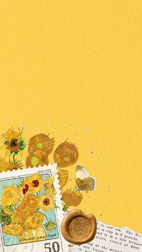 Van Gogh's Sunflowers iPhone wallpaper, vintage famous painting, remixed by rawpixel