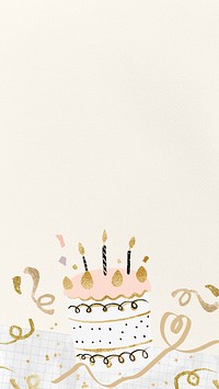 Birthday celebration cake iPhone wallpaper, beige background