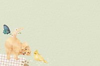 Golden retriever dog background, cute pet animal border