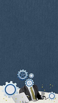 Businessman cogwheel mobile wallpaper, business collage background