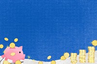 Piggy bank savings background, cute finance collage