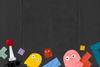 Black game illustration border background, cute design