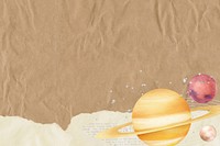 Aesthetic Saturn galaxy background, paper textured design