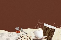 Morning coffee aesthetic background, vintage paper collage