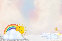 Sunny sky weather background, aesthetic paper collage