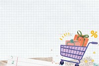 Shopping cart collage background, grid pattern design