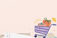 Shopping cart collage background, paper textured design