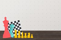 Business strategy chess background, cute collage