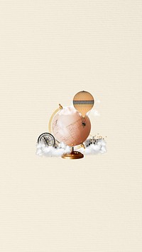 Aesthetic travel phone wallpaper, spinning globe collage 